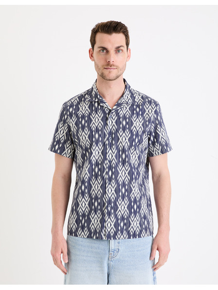 Celio Бяло-синя мъжка риза с къс ръкав Celio Gakat