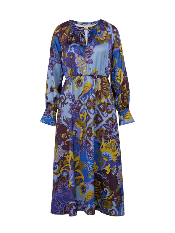 Orsay Синя дамска сатенена миди рокля с десен ORSAY