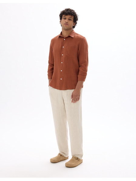 Celio Бежов мъжки ленен панталон Celio Dolinus