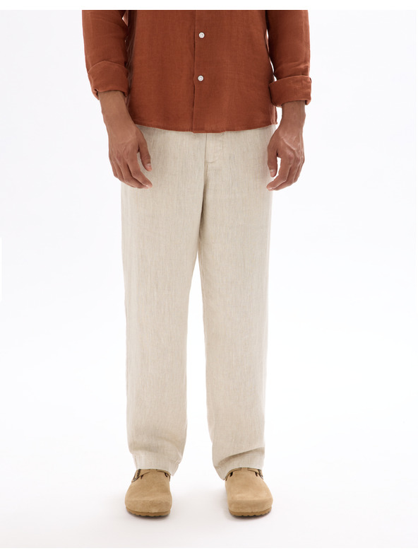 Celio Бежов мъжки ленен панталон Celio Dolinus