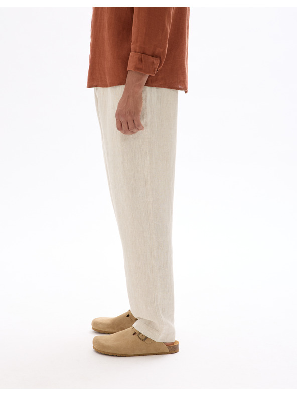 Celio Бежов мъжки ленен панталон Celio Dolinus