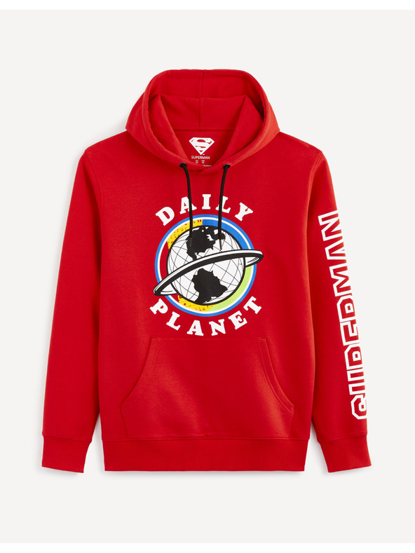 Celio Червен мъжки суитшърт с щампа Celio Lvemansw