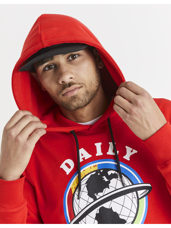 Celio Червен мъжки суитшърт с щампа Celio Lvemansw