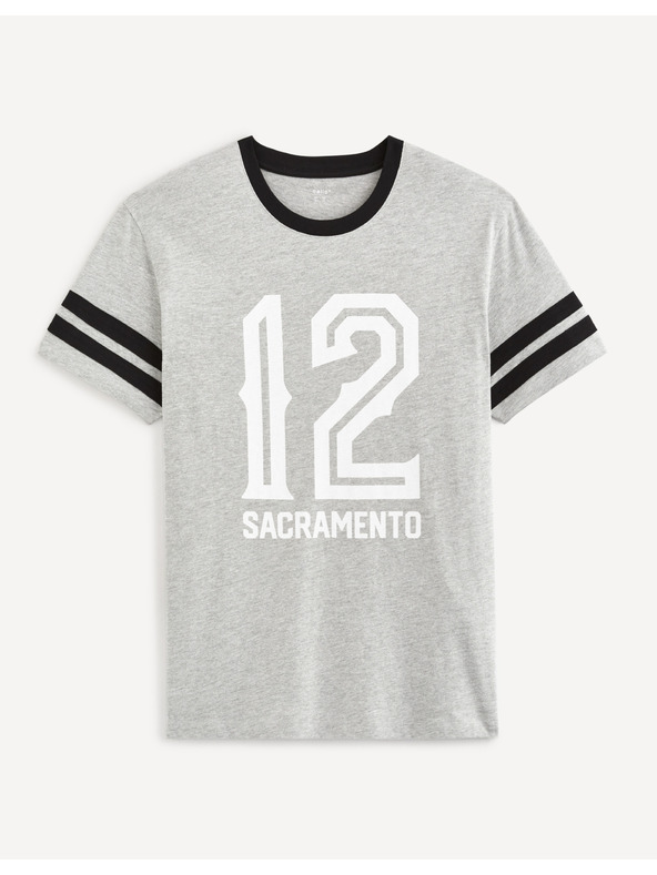 Celio Светлосива мъжка тениска с щампа Celio