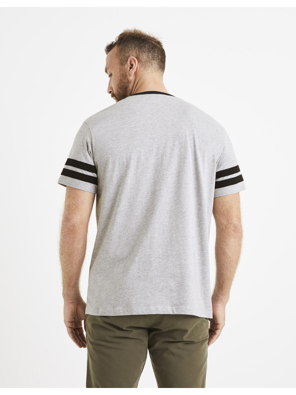 Celio Светлосива мъжка тениска с щампа Celio