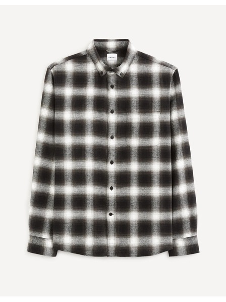 Celio Тъмнокафява карирана риза Celio Vaflaca