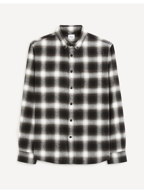 Celio Тъмнокафява карирана риза Celio Vaflaca