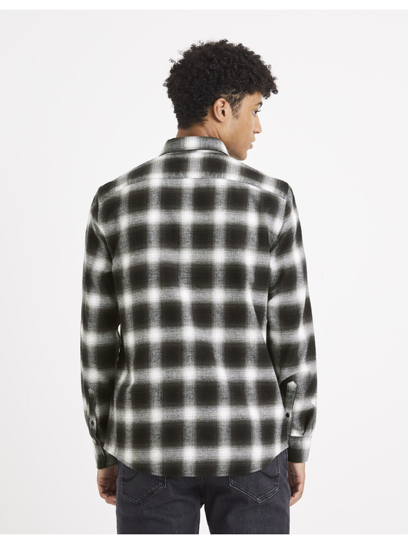 Celio Тъмнокафява карирана риза Celio Vaflaca