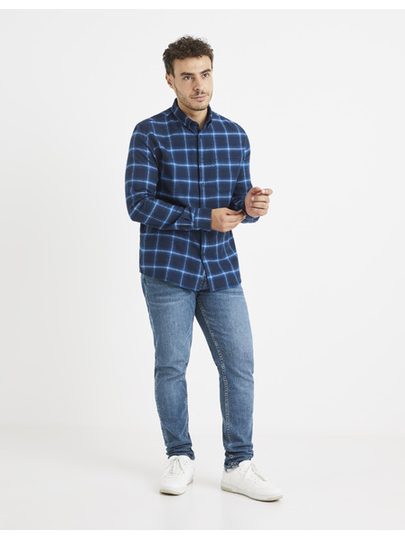 Celio Тъмно синя карирана риза Celio Vaflaca