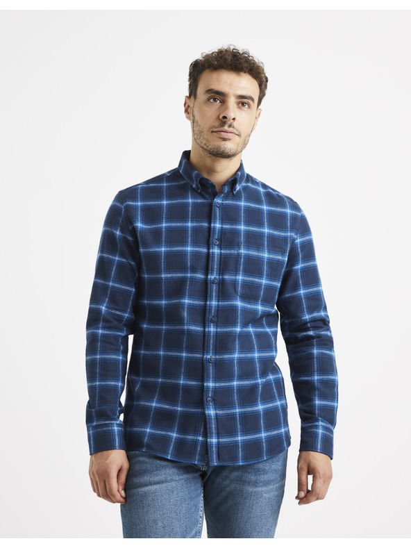 Celio Тъмно синя карирана риза Celio Vaflaca