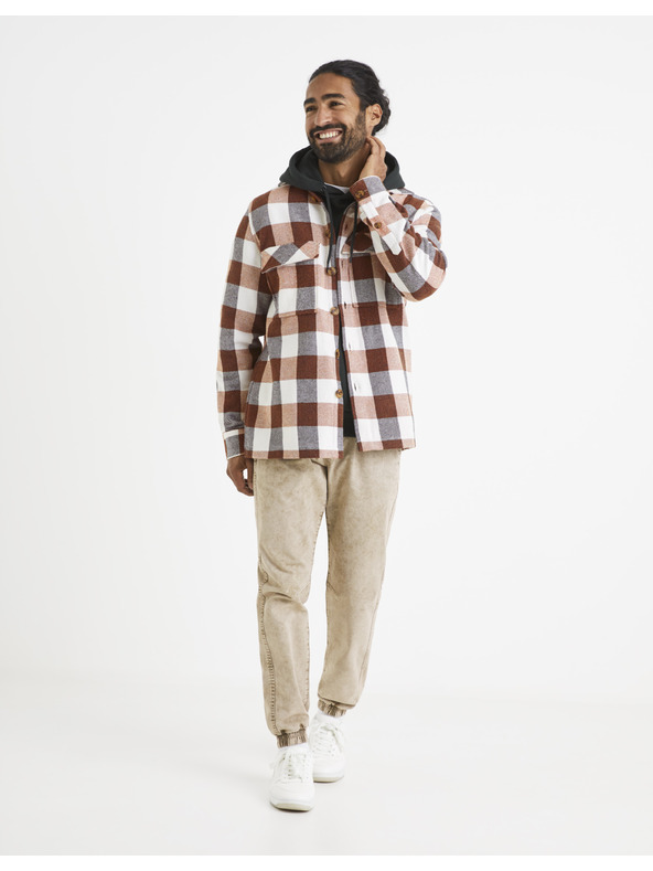 Celio Бежов мъжки панталон на райета Celio