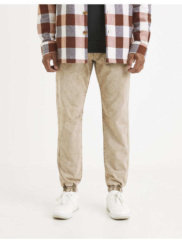 Celio Бежов мъжки панталон на райета Celio