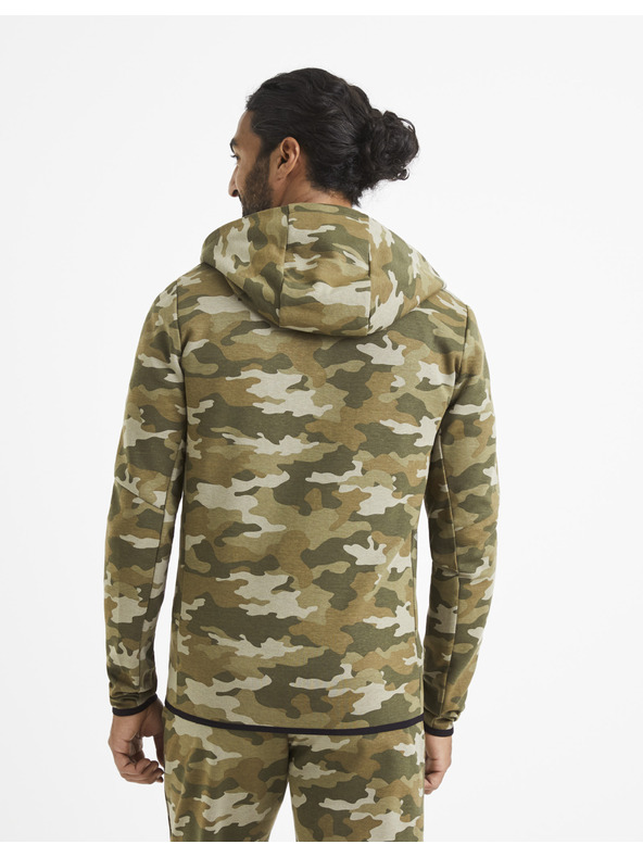 Celio Бежово-зелена мъжка камуфлажна качулка Celio Veyoke