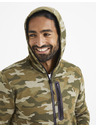 Celio Бежово-зелена мъжка камуфлажна качулка Celio Veyoke