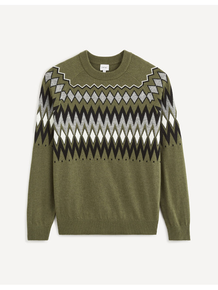 Celio Мъжки шарен пуловер в цвят каки Celio Veryfair