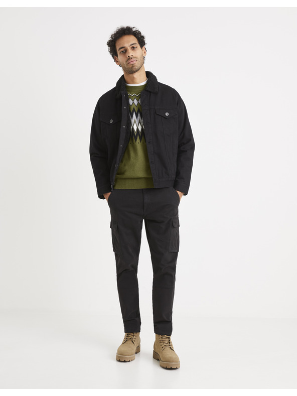 Celio Мъжки шарен пуловер в цвят каки Celio Veryfair