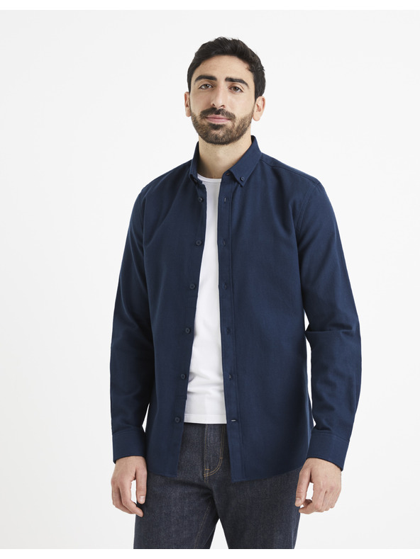 Celio Тъмно синя мъжка тениска Celio Waffle