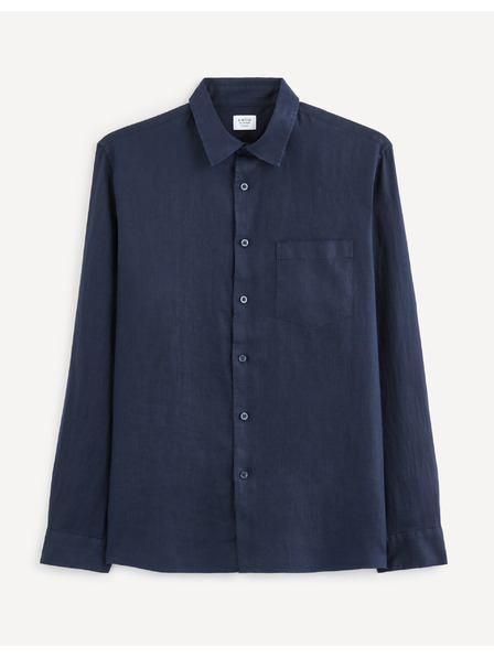 Celio Тъмносиня мъжка ленена риза Celio Baflax