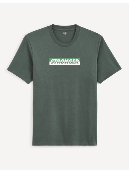 Celio Тъмнозелена мъжка тениска Celio Cefasto