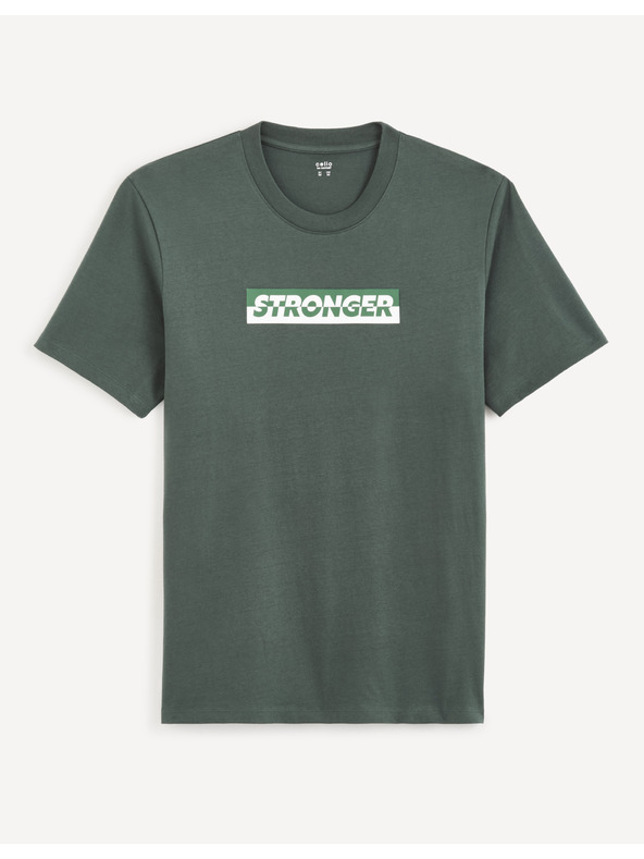 Celio Тъмнозелена мъжка тениска Celio Cefasto