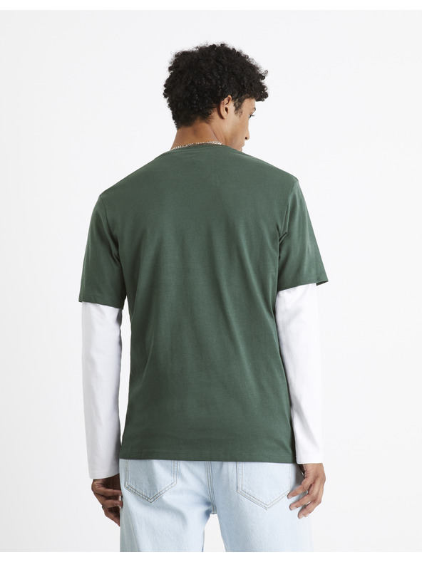 Celio Тъмнозелена мъжка тениска Celio Cefasto