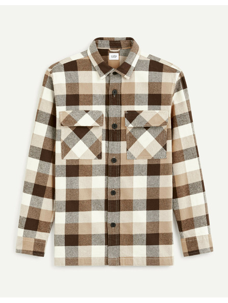 Celio Кафява мъжка карирана риза Celio Caochecky