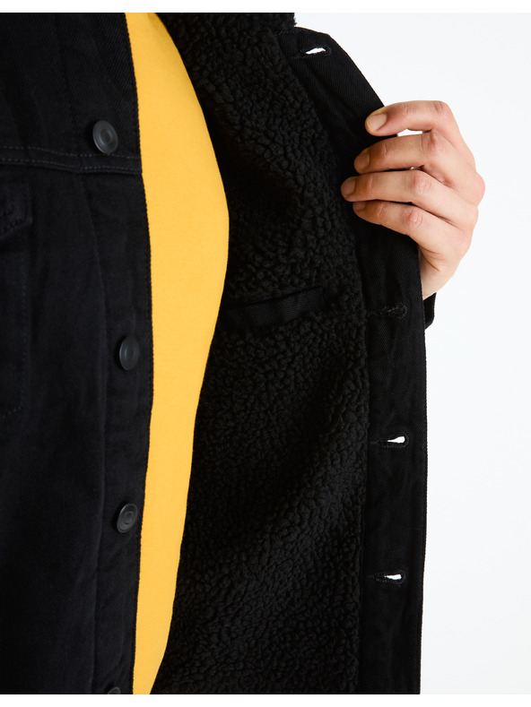 Celio Черно мъжко дънково яке с косъм Celio Cudensherp