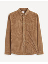 Celio Кафява мъжка риза от велур Celio Carduroys