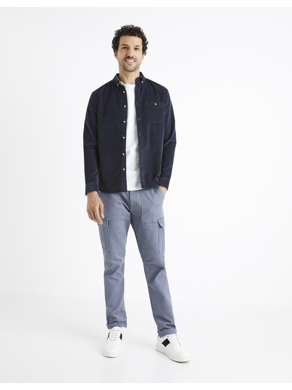 Celio Тъмносиня мъжка риза от велур Celio Carduroys