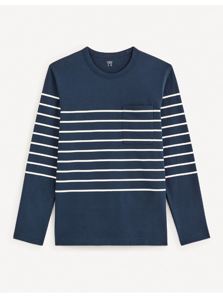 Celio Синя мъжка тениска на райета Celio Veboxmlr