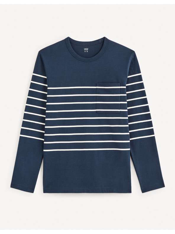 Celio Синя мъжка тениска на райета Celio Veboxmlr