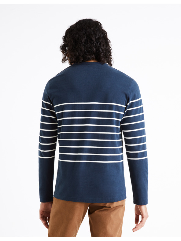 Celio Синя мъжка тениска на райета Celio Veboxmlr