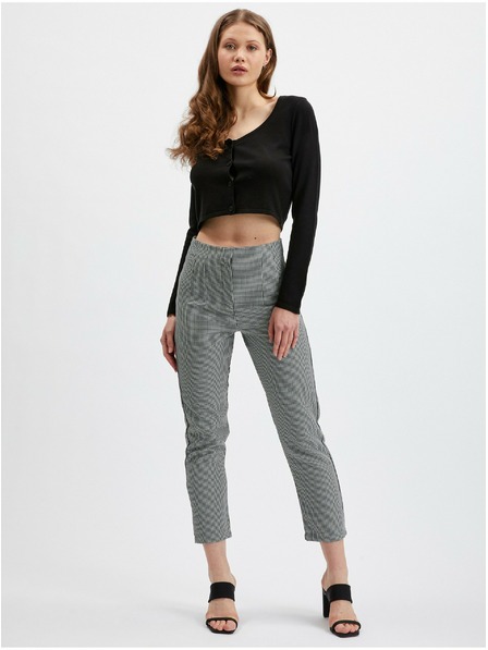 Orsay Черен дамски панталон с десен ORSAY