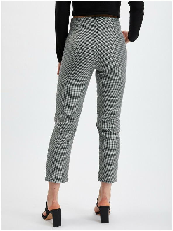 Orsay Черен дамски панталон с десен ORSAY