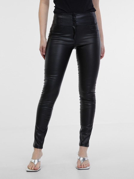 Orsay Черен дамски панталон от изкуствена кожа ORSAY