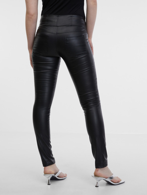 Orsay Черни дамски кожени панталони ORSAY