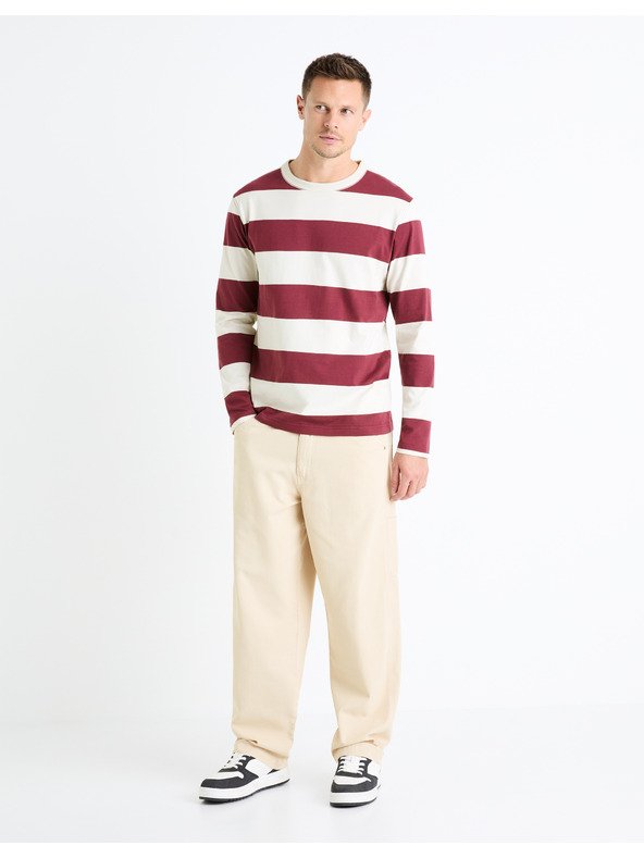 Celio Мъжка риза на райета в цвят бордо Celio Fecond