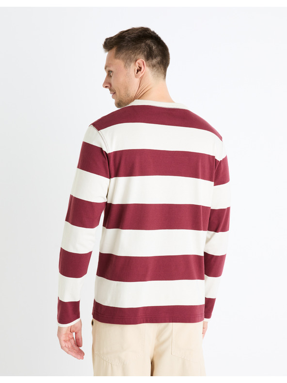 Celio Мъжка риза на райета в цвят бордо Celio Fecond