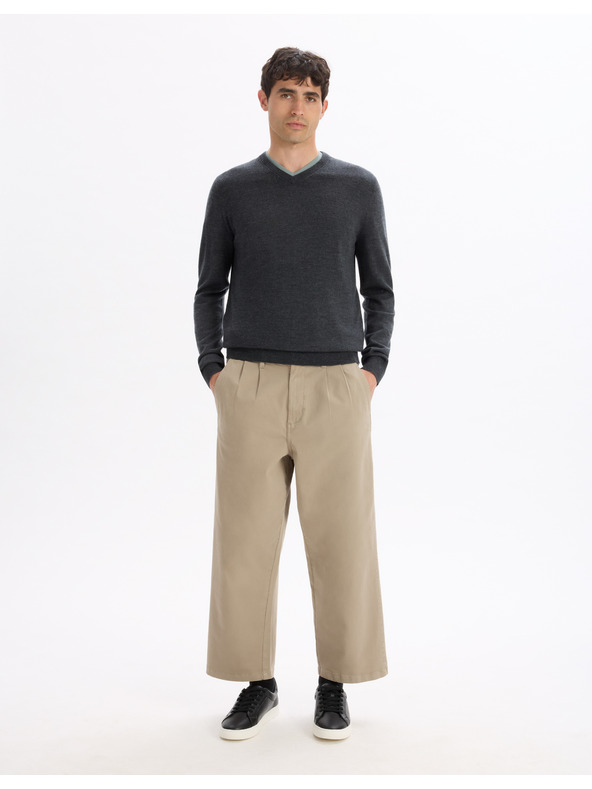 Celio Тъмно сив мъжки вълнен пуловер Celio Semeriv