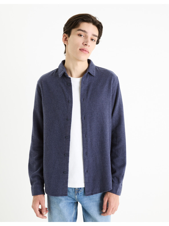 Celio Тъмносиня мъжка фланелена риза Celio Fanel