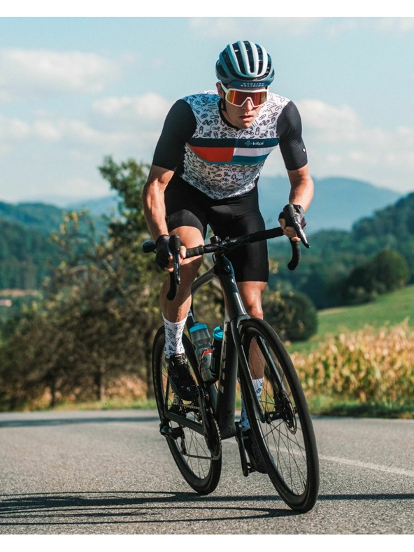 Kilpi Черно-бяла мъжка спортна тениска с щампа Kilpi RIVAL