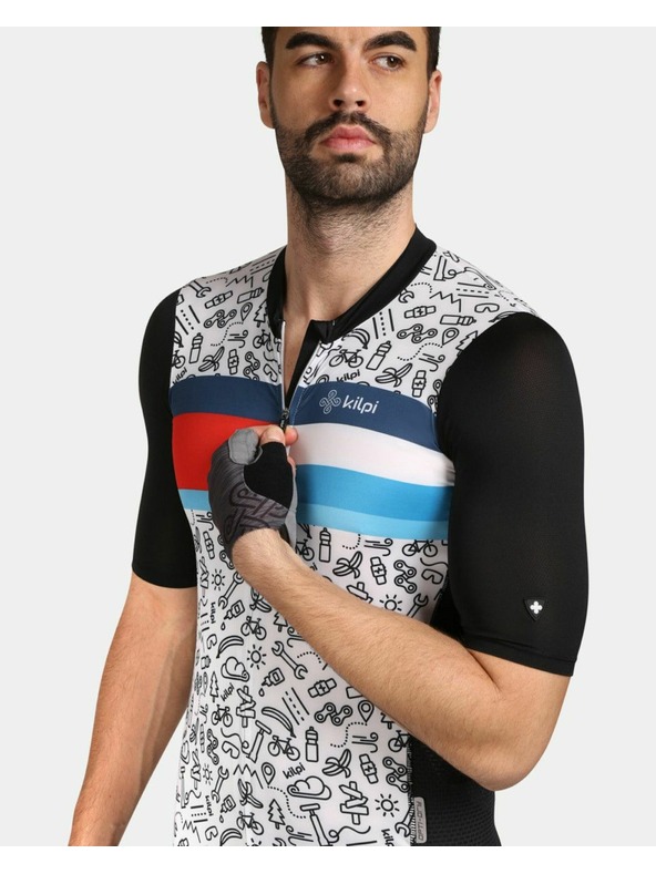 Kilpi Черно-бяла мъжка спортна тениска с щампа Kilpi RIVAL
