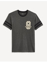 Celio Тъмно сива мъжка тениска с щампа Celio