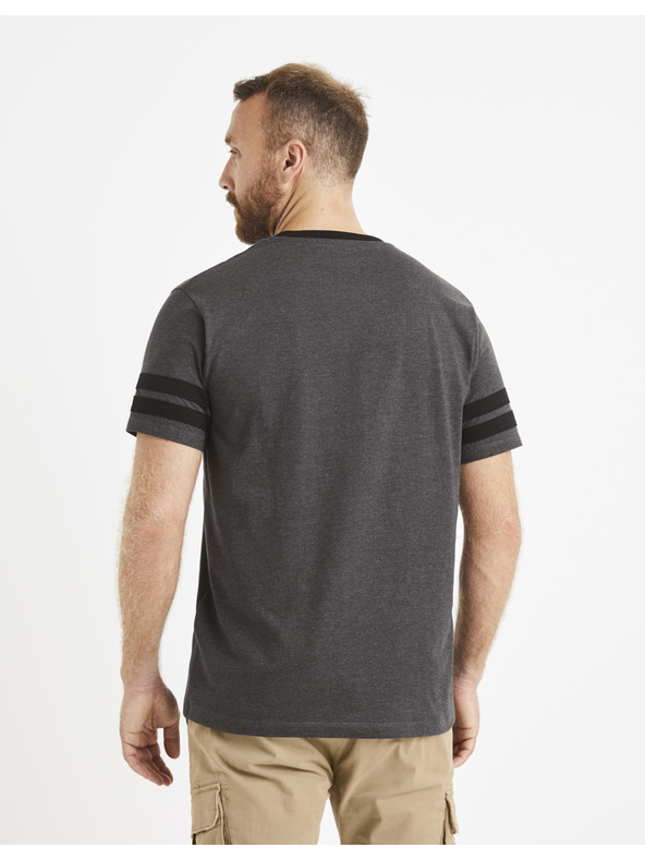 Celio Тъмно сива мъжка тениска с щампа Celio