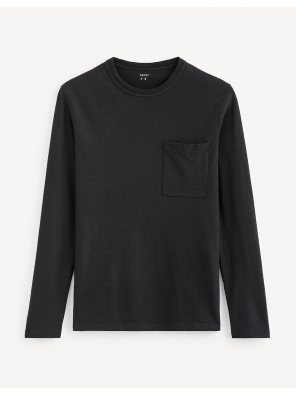 Celio Черна мъжка основна риза с джоб Celio