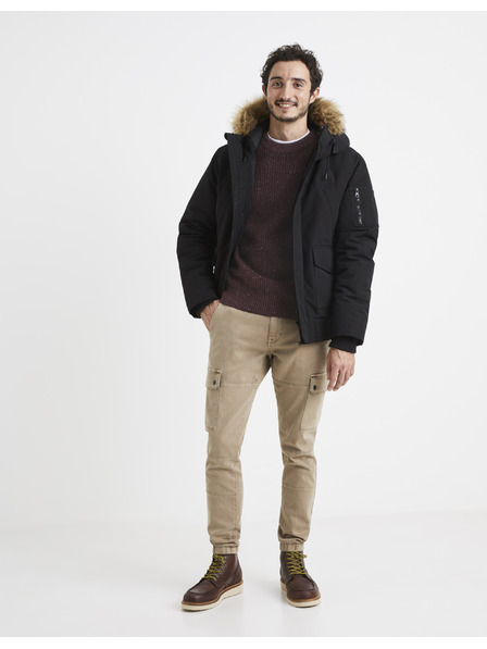 Celio Мъжки пуловер на райета в цвят бордо Celio