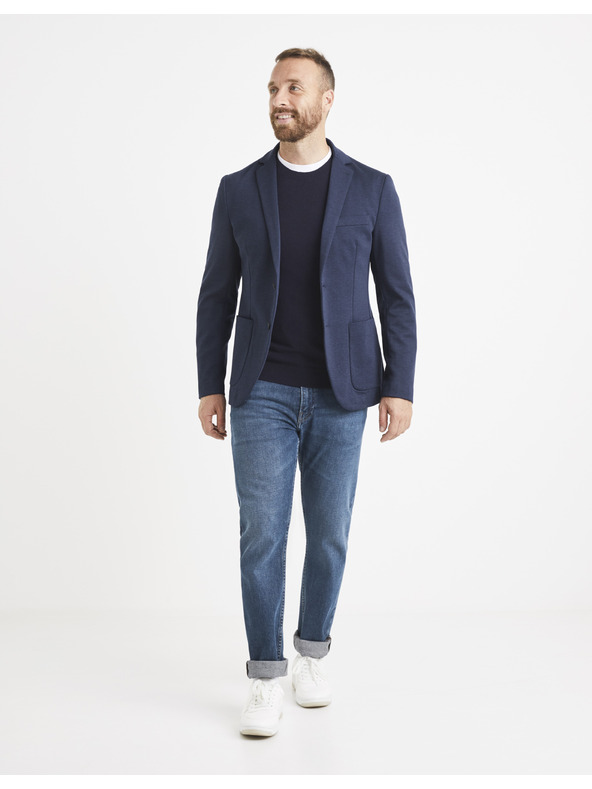 Celio Тъмносин мъжки основен пуловер Celio