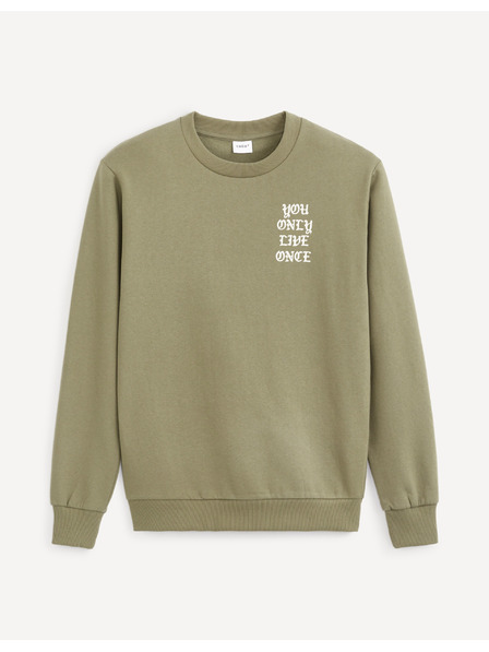 Celio Светлозелен мъжки суитчър с надпис Celio на гърба