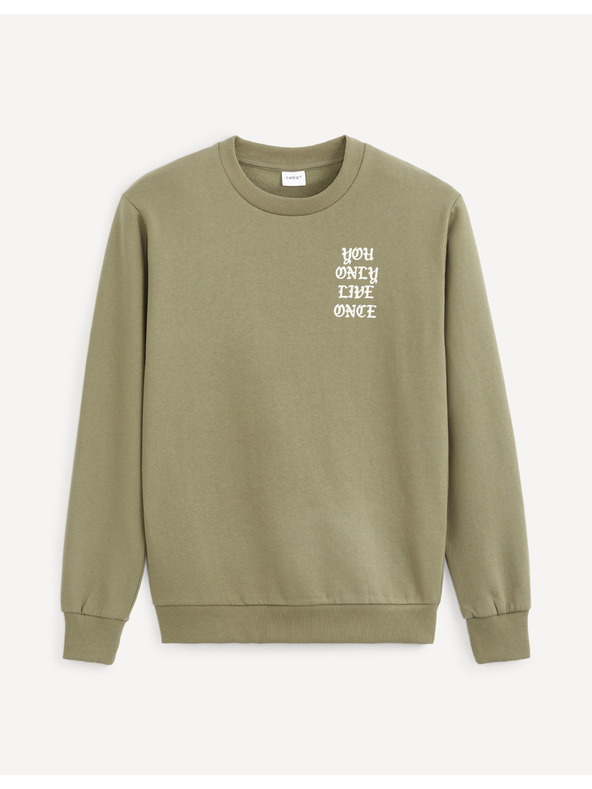 Celio Светлозелен мъжки суитчър с надпис Celio на гърба