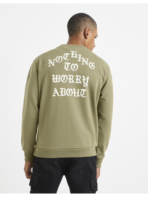 Celio Светлозелен мъжки суитчър с надпис Celio на гърба